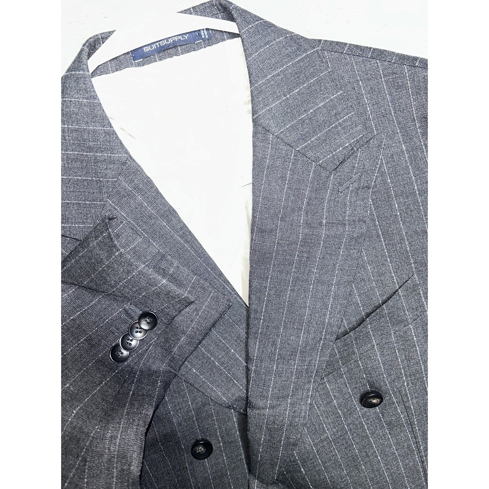 SuitSupply Blazer Havana Double Breasted Jetted Slim Coat 42r Pinstripes VBC